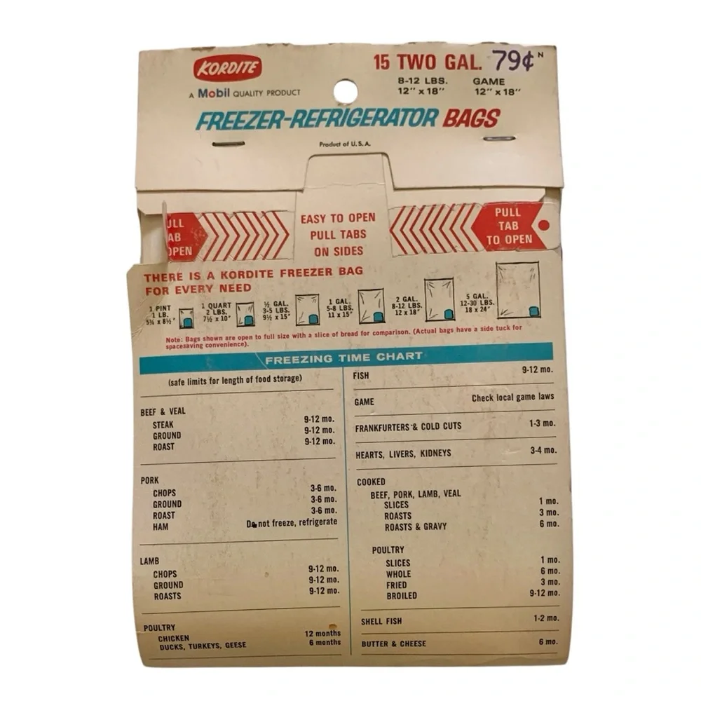 KORDITE Vintage Freezer Refrigerator Bags Bundle of 3 Two Gallon Bags